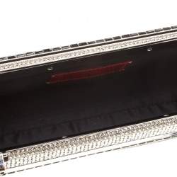 Valentino Grey Satin and Crystal Embellishment Evening Clutch