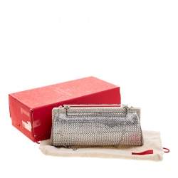 Valentino Grey Satin and Crystal Embellishment Evening Clutch