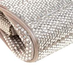 Valentino Grey Satin and Crystal Embellishment Evening Clutch