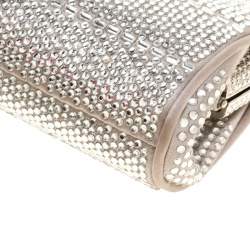 Valentino Grey Satin and Crystal Embellishment Evening Clutch