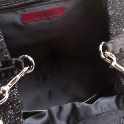 Pre Owned Valentino Tri Color Fabric Crystal Embellished and Feather Tote