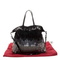 Pre Owned Valentino Tri Color Fabric Crystal Embellished and Feather Tote