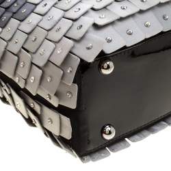 Pre Owned Valentino Tri Color Fabric Crystal Embellished and Feather Tote