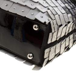 Pre Owned Valentino Tri Color Fabric Crystal Embellished and Feather Tote