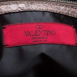 Valentino Beige/Brown Python Logo Tote