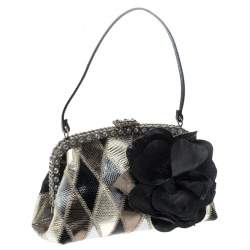 Valentino Metallic Lizard Embossed Leather Crystal Embellished Bag