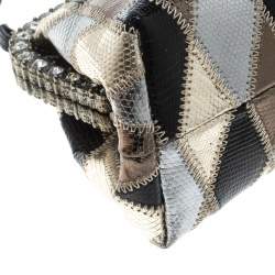 Valentino Metallic Lizard Embossed Leather Crystal Embellished Bag