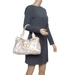 Valentino Gold Leather Crystal Catch Satchel