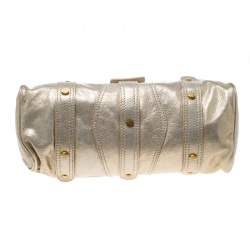 Valentino Gold Leather Crystal Catch Satchel