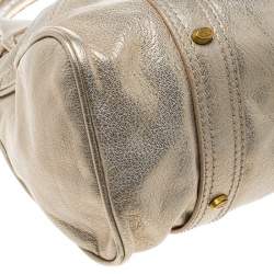 Valentino Gold Leather Crystal Catch Satchel