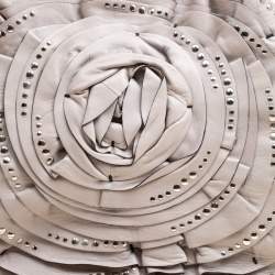 Pre Owned Valentino Grey Leather XL Petale Rose Studded Tote