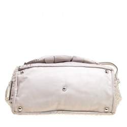 Pre Owned Valentino Grey Leather XL Petale Rose Studded Tote