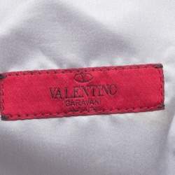 Pre Owned Valentino Grey Leather XL Petale Rose Studded Tote