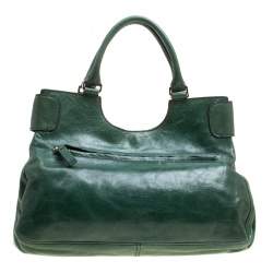 Pre Owned Valentino Green Leather Crystal Catch Shoulder Bag
