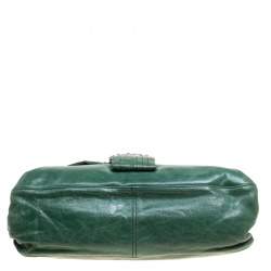 Pre Owned Valentino Green Leather Crystal Catch Shoulder Bag
