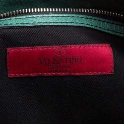 Pre Owned Valentino Green Leather Crystal Catch Shoulder Bag