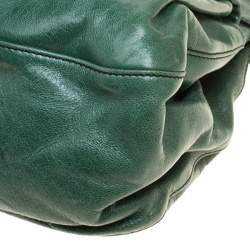 Pre Owned Valentino Green Leather Crystal Catch Shoulder Bag