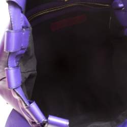 Valentino Purple Leather Petale Shopper Tote