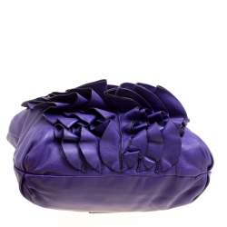 Valentino Purple Leather Petale Shopper Tote