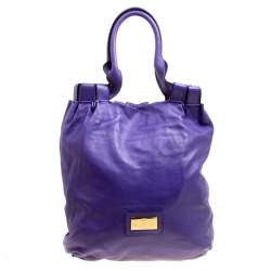 Valentino Purple Leather Petale Shopper Tote