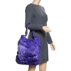 Valentino Purple Leather Petale Shopper Tote