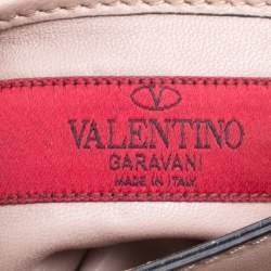 Pre Owned Valentino Taupe Leather Rockstud Va Va Voom Clutch Bag