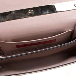 Pre Owned Valentino Taupe Leather Rockstud Va Va Voom Clutch Bag