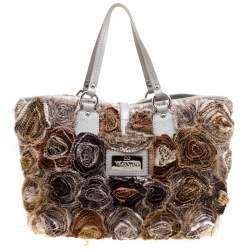 Pre Owned Valentino Gery Fabric and Leather Flower Tote