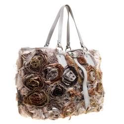 Pre Owned Valentino Gery Fabric and Leather Flower Tote