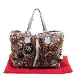 Pre Owned Valentino Gery Fabric and Leather Flower Tote