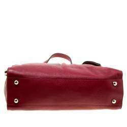 Pre Owned Valentino Red/Beige Leather Aphrodite Bow Bag