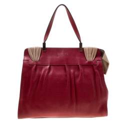 Pre Owned Valentino Red/Beige Leather Aphrodite Bow Bag