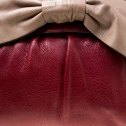 Pre Owned Valentino Red/Beige Leather Aphrodite Bow Bag