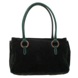 Pre Owned Valentino Green Suede and Lizard Satchel
