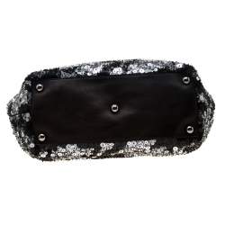 Pre Owned Valentino Black Sequins and Leather Glam Tote