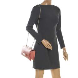 Pre Owned Valentino Pink Leather Va Va Voom Chain Shoulder Bag