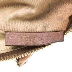 Pre Owned Valentino Dark Beige Pleated Leather Bow Dome Satchel