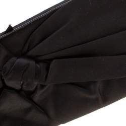 Pre Owned Valentino Black Satin Pleated Bow Clutch
