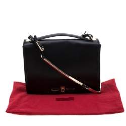 Pre Owned Valentino Black Leather Turnlock Metal Chain Shoulder Bag