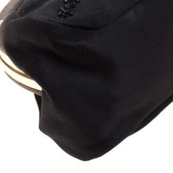 Pre Owned Valentino Black Beaded Embellished Satin Crystal Wood Frame Bag