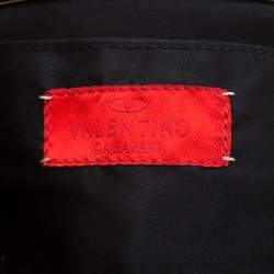 Pre Owned Valentino Black Beaded Embellished Satin Crystal Wood Frame Bag
