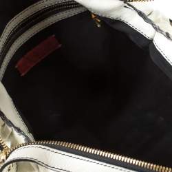Pre Owned Valentino Off White Leather Maison Pintucked Shopper Tote