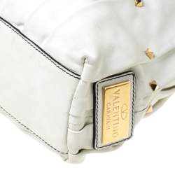 Pre Owned Valentino Off White Leather Maison Pintucked Shopper Tote