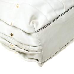 Pre Owned Valentino Off White Leather Maison Pintucked Shopper Tote