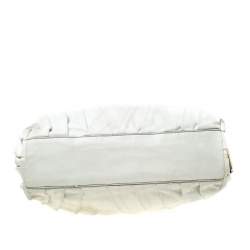 Pre Owned Valentino Off White Leather Maison Pintucked Shopper Tote