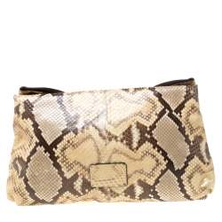 Pre Owned Valentino Yellow Python Bow Clutch Bag
