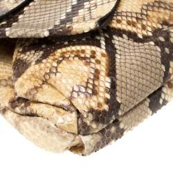 Pre Owned Valentino Yellow Python Bow Clutch Bag