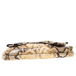 Pre Owned Valentino Yellow Python Bow Clutch Bag