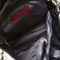 Pre Owned Valentino Black/Silver Crystal Embellished Satin and Leather Tote