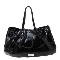 Pre Owned Valentino Black Patent Leather Hobo